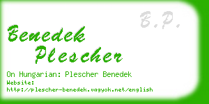 benedek plescher business card